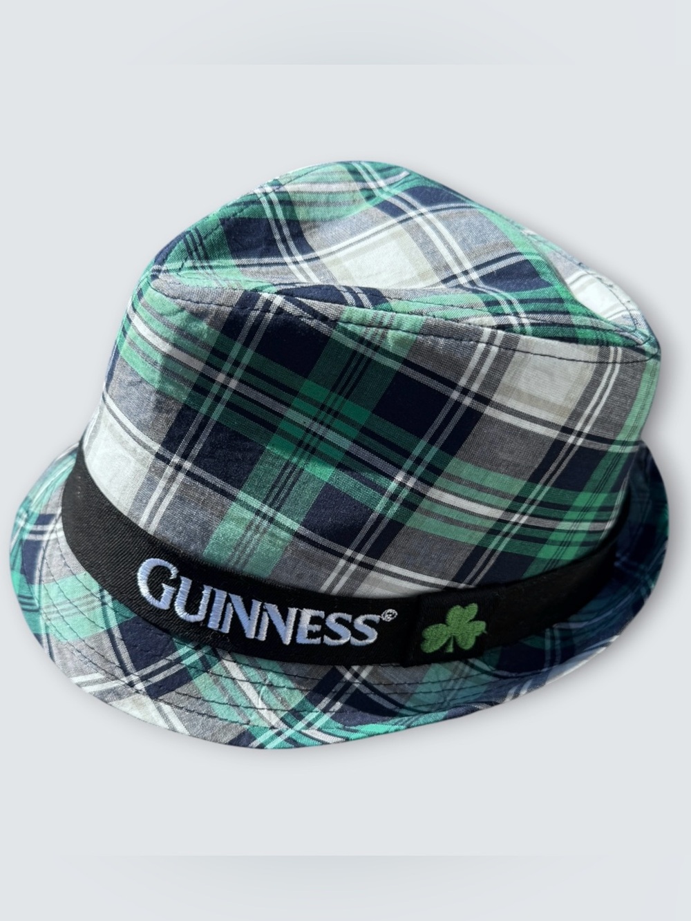Guinness Green Plaid Short Brim Fedora Hat